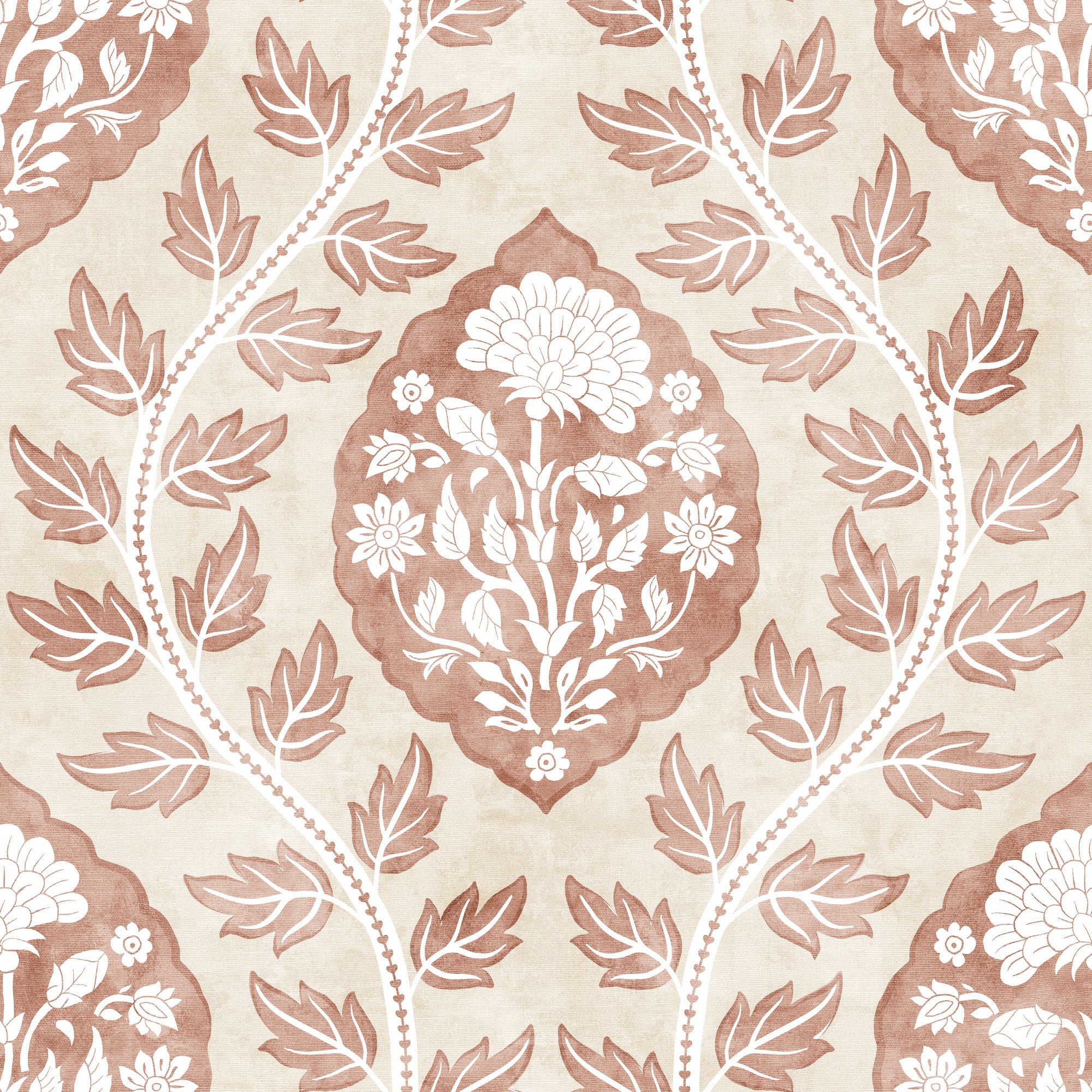 Floral Cartouche Wallpaper 100021eh By Esselle Home In Warm Spice